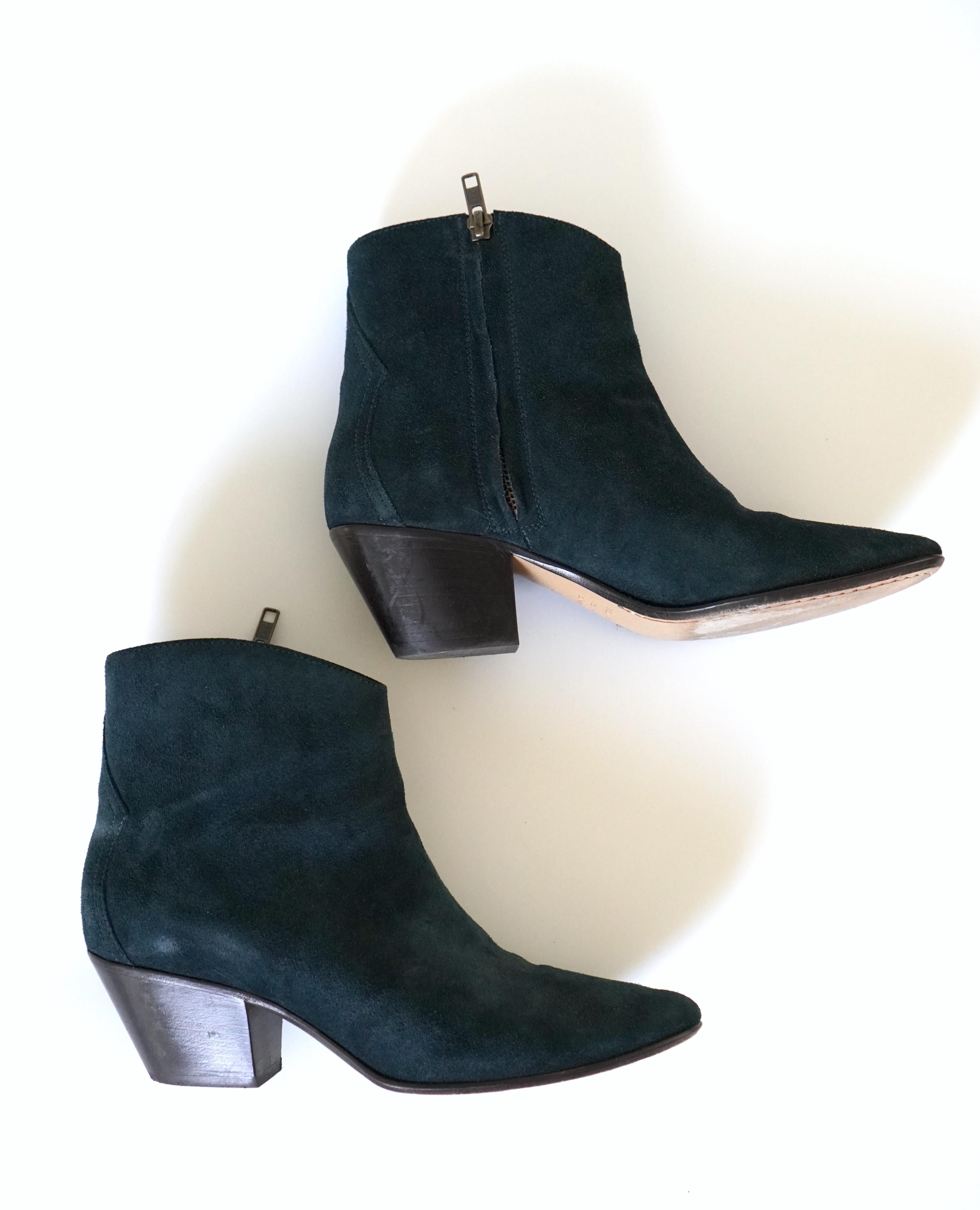 Isabel Marant Velvet Leather Ankle Boots 39 For Sale 3