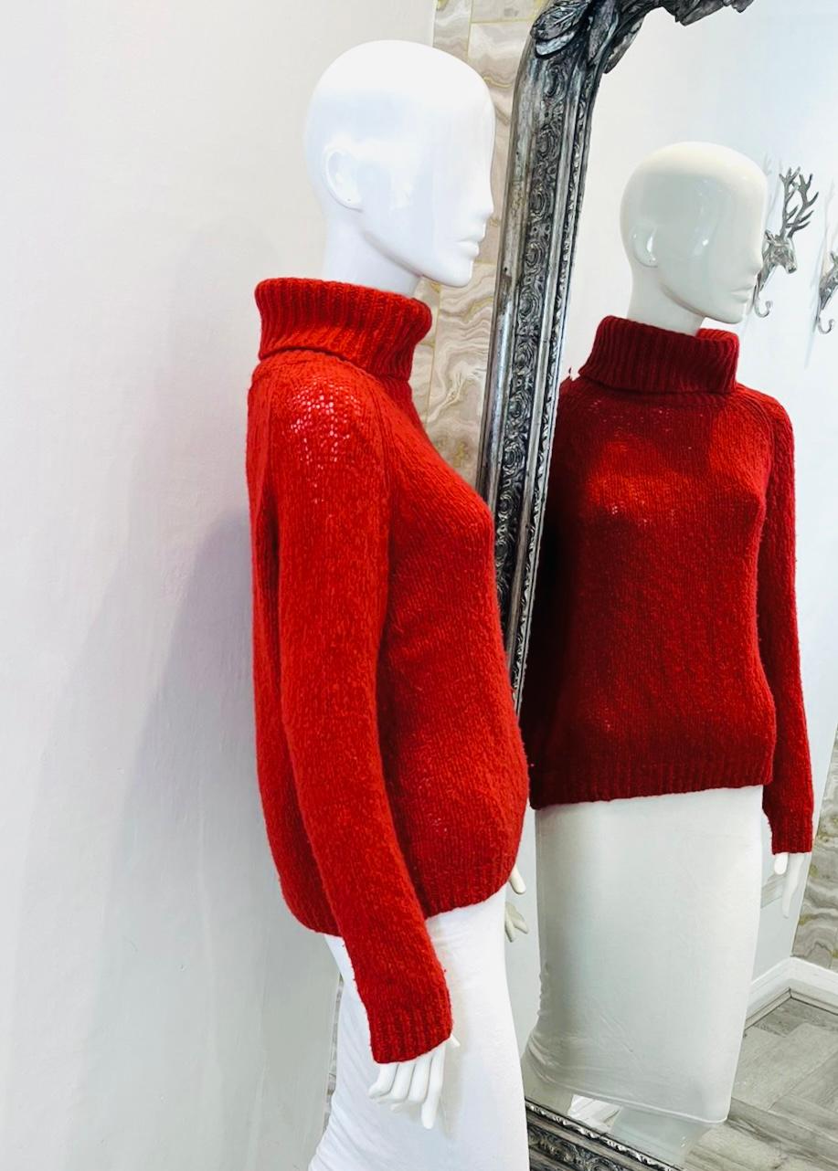 Red Isabel Marant Virgin Wool & Angora Roll Neck Jumper