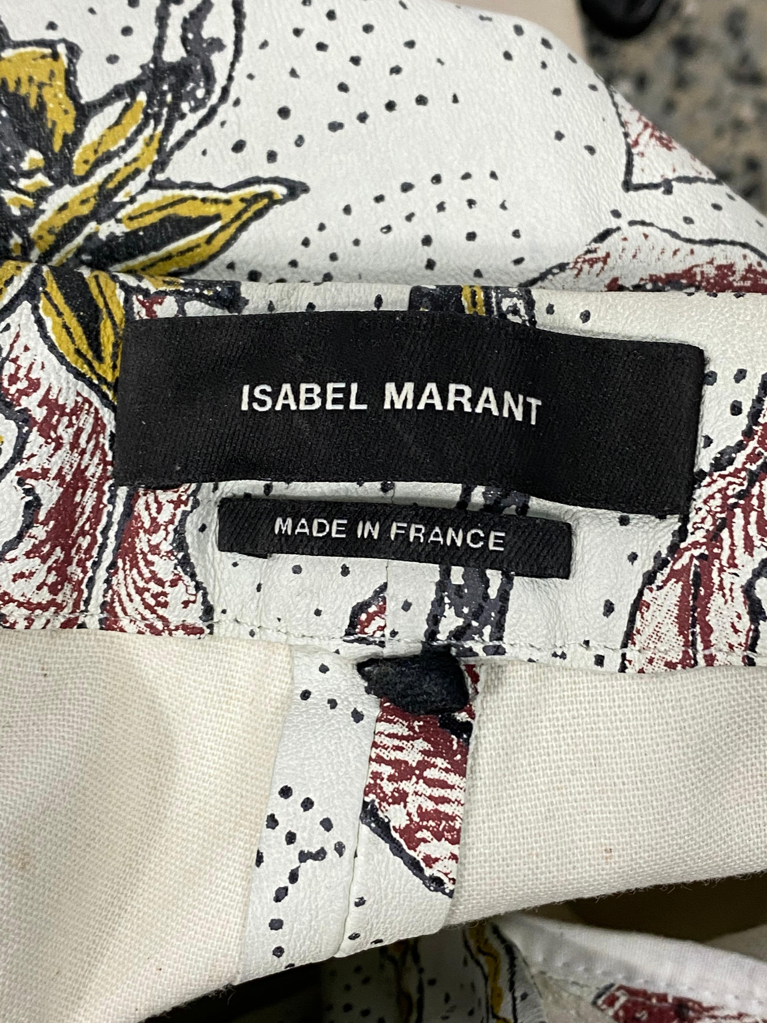 Isabel Marant White and Multicolor Leather Pants, Size 38 For Sale 3