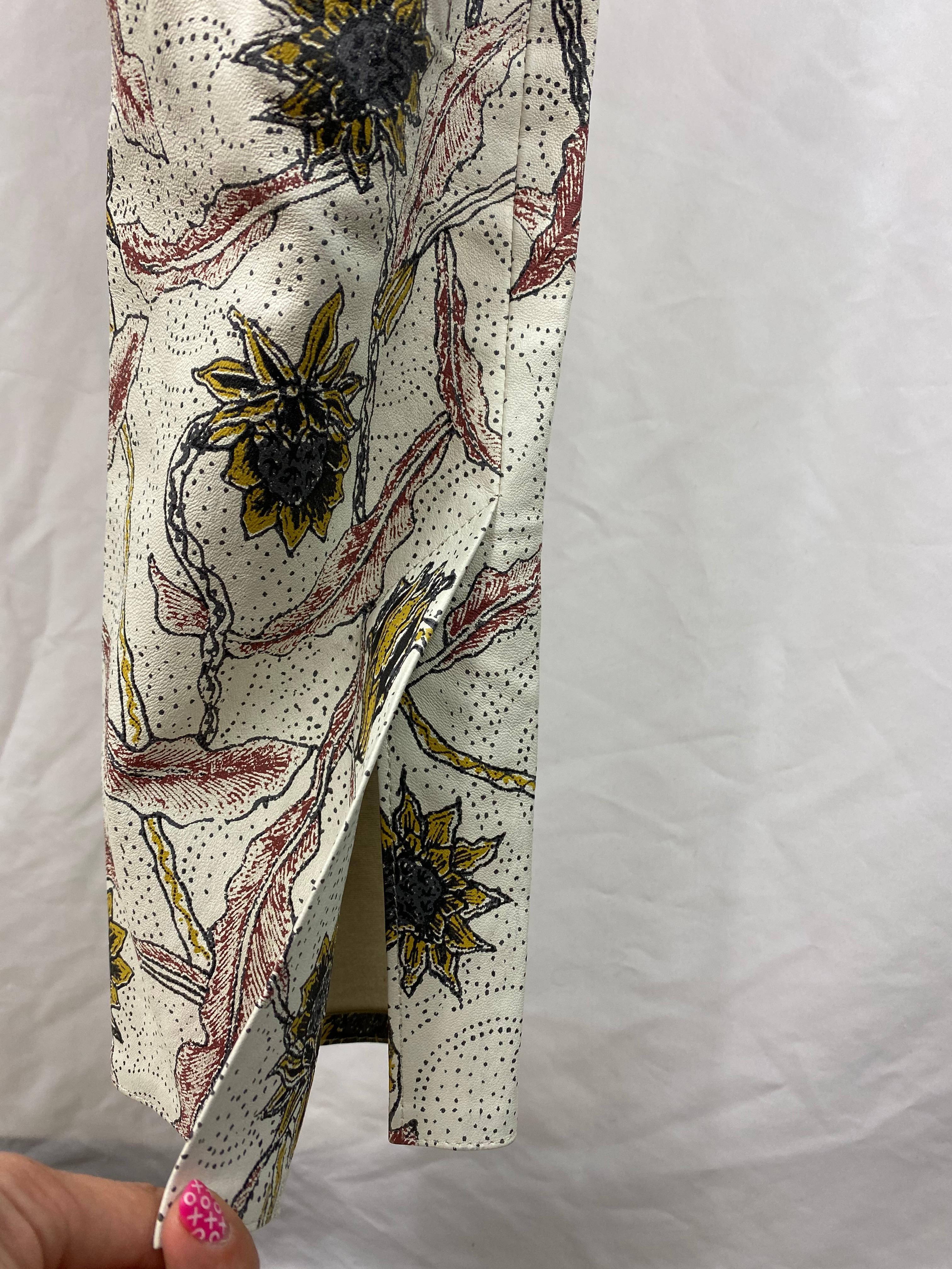 Gray Isabel Marant White and Multicolor Leather Pants, Size 38 For Sale
