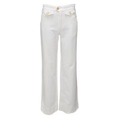 ISABEL MARANT weiße Baumwolle Goldknöpfe nautische weite Hose FR36 S