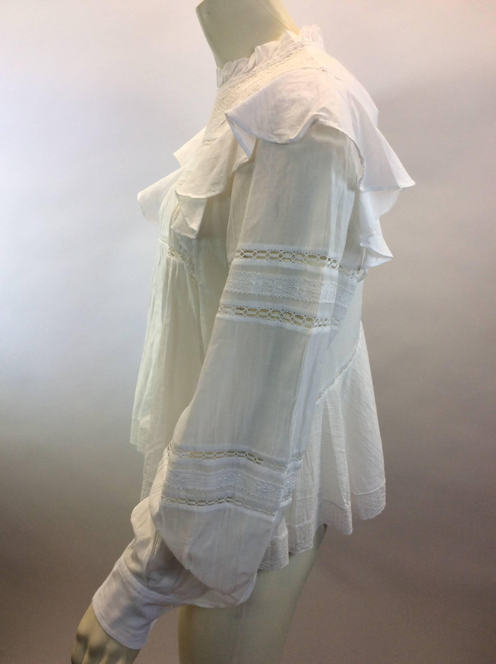 Isabel Marant White Cotton Lace Blouse NWT
Size 36
Length 21