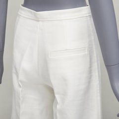 ISABEL MARANT white cotton linen high waist wide leg cropped pants FR36 S
