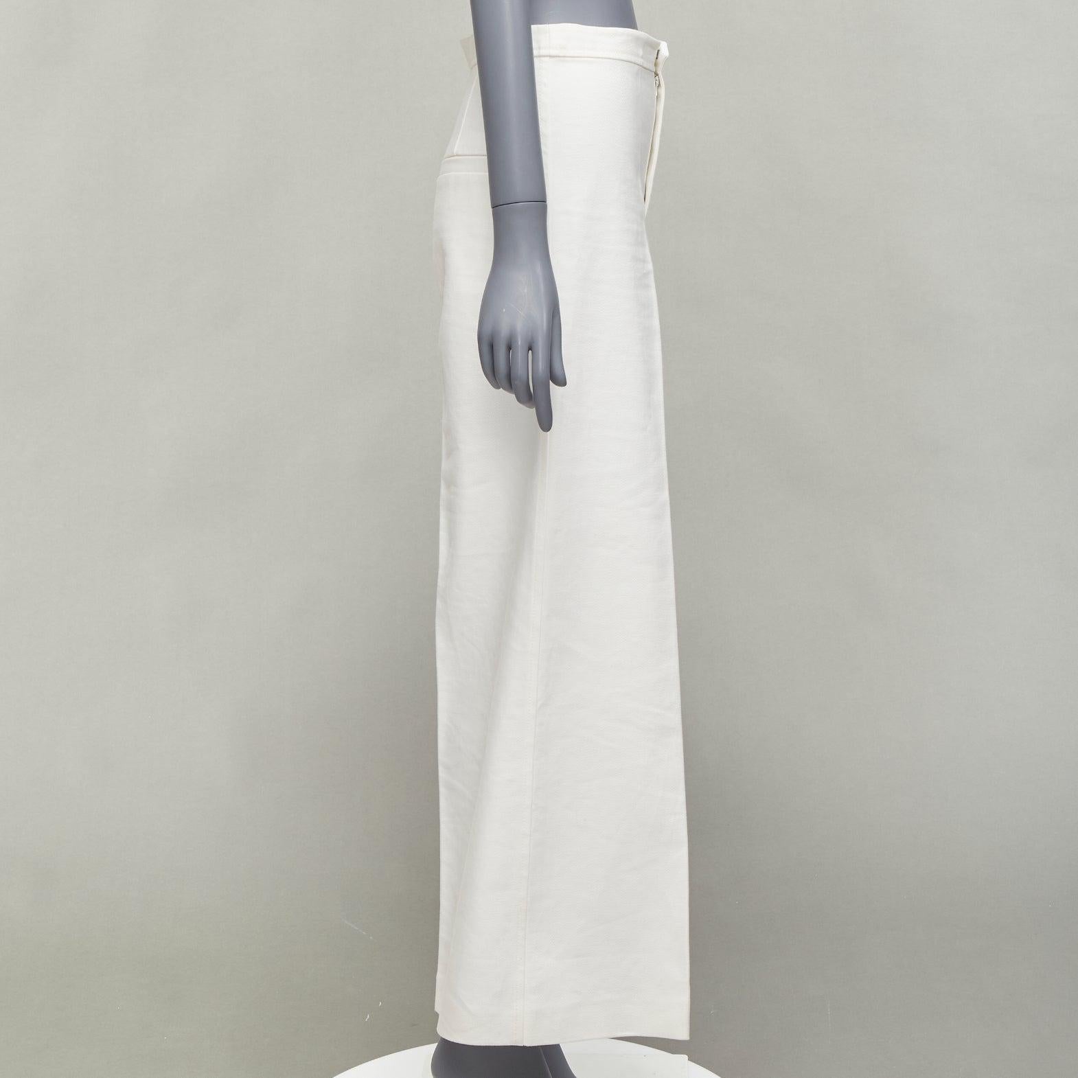 ISABEL MARANT white cotton linen high waist wide leg cropped pants FR36 S For Sale 1