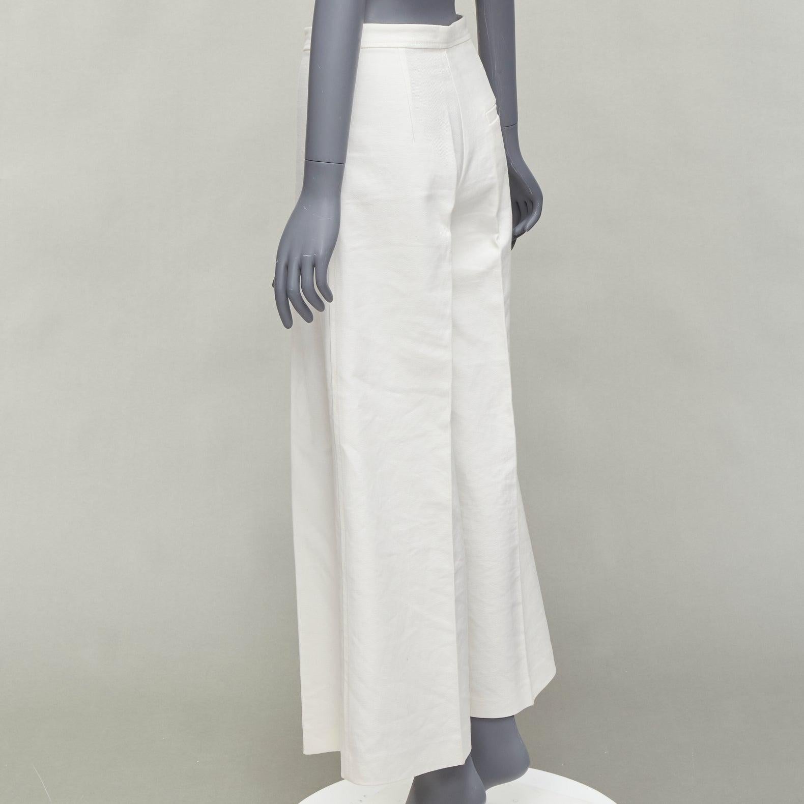 ISABEL MARANT white cotton linen high waist wide leg cropped pants FR36 S For Sale 3
