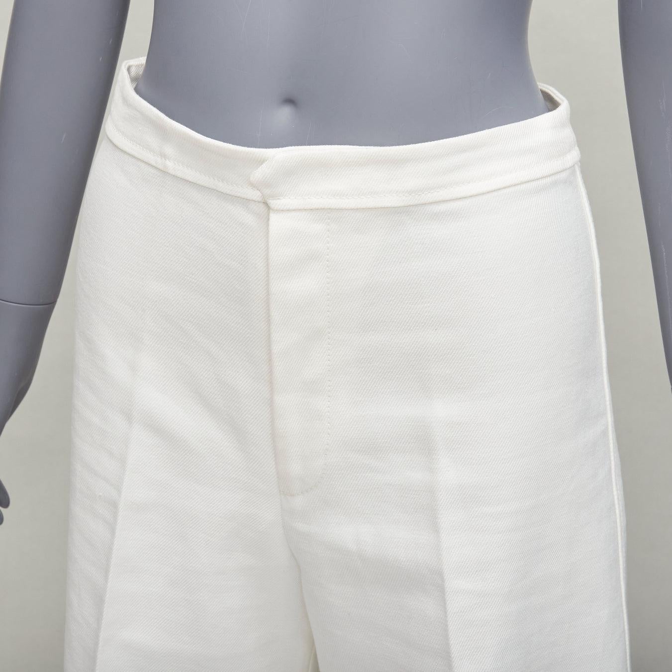 ISABEL MARANT white cotton linen high waist wide leg cropped pants FR36 S For Sale 4