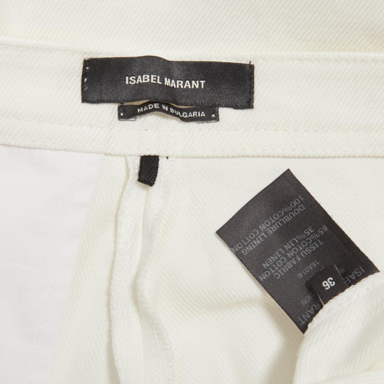 ISABEL MARANT pantaloni a vita alta e gamba larga in cotone e lino FR36 S. in vendita 4