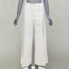 ISABEL MARANT white cotton linen high waist wide leg cropped pants FR36 S