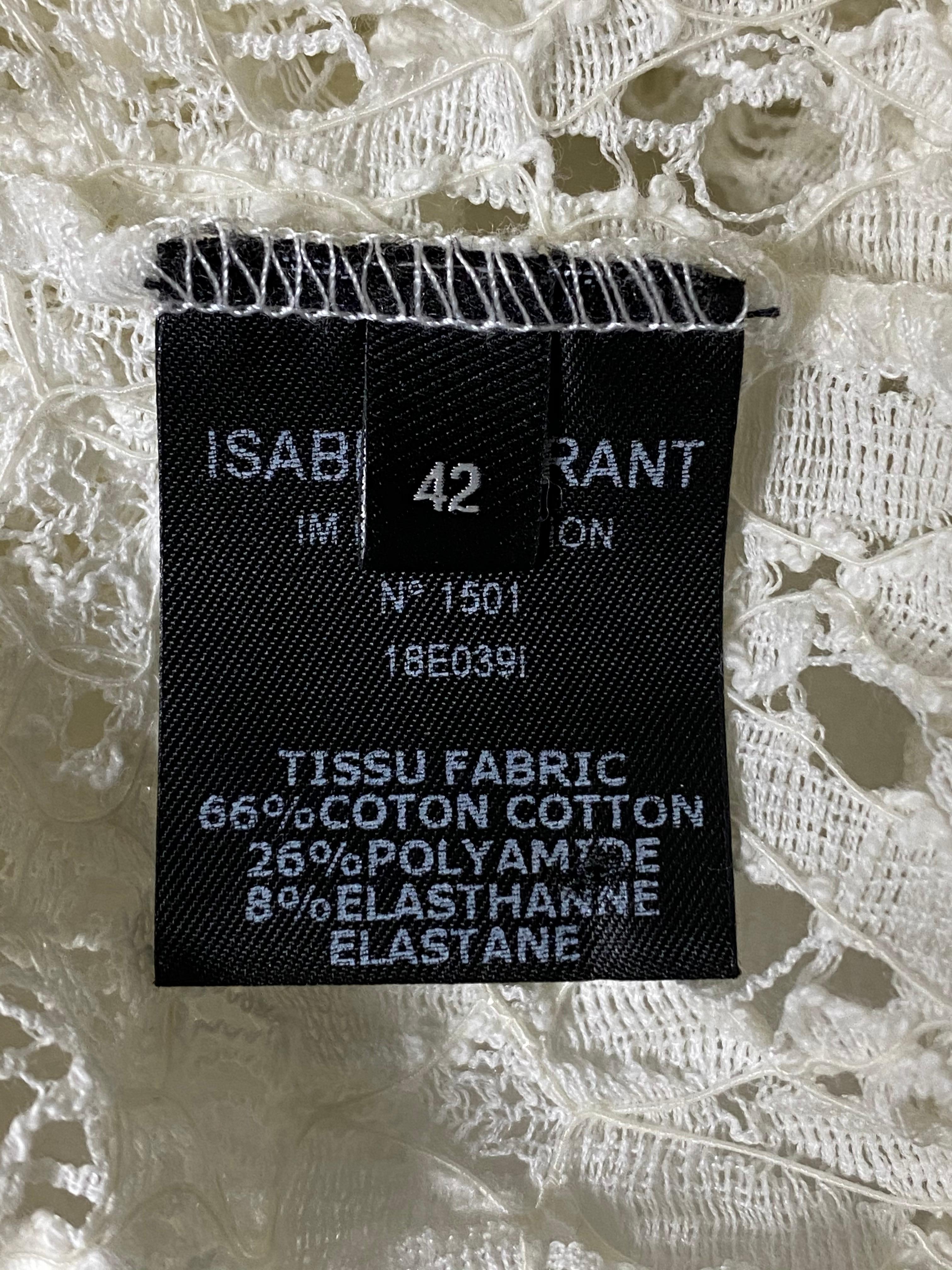 Isabel Marant - Haut à manches longues en coton blanc, taille 42 en vente 2