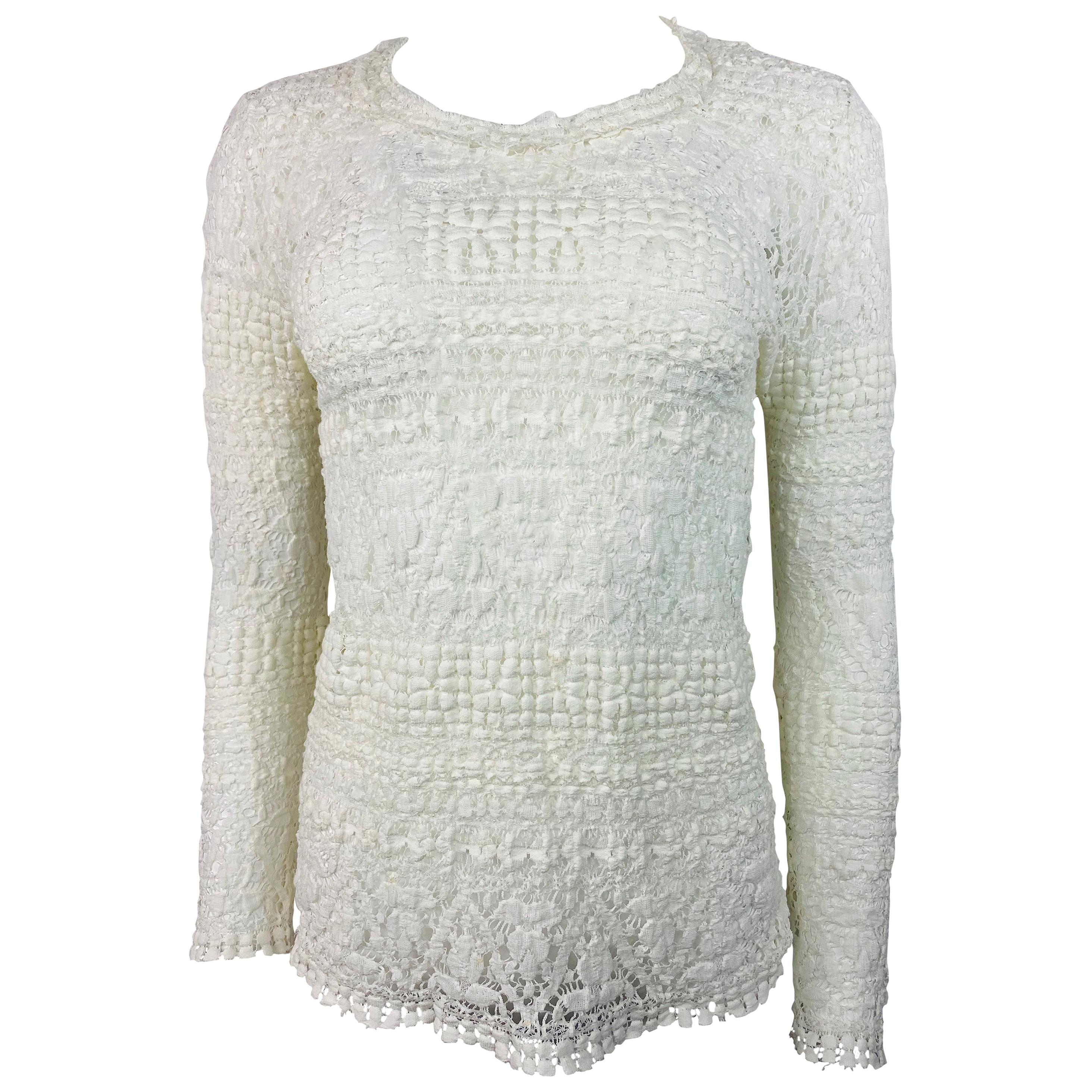 Isabel Marant White Cotton Long Sleeve Top SIze 42 For Sale