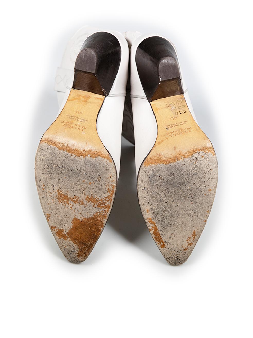 Isabel Marant White Cowboy Leather Boots Size IT 40 In Good Condition In London, GB