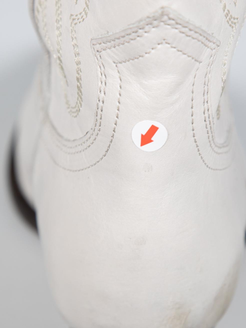 Isabel Marant White Cowboy Leather Boots Size IT 40 2