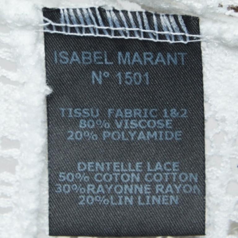 Grigio Isabel Marant Top senza maniche in pizzo a motivi bianchi M. in vendita
