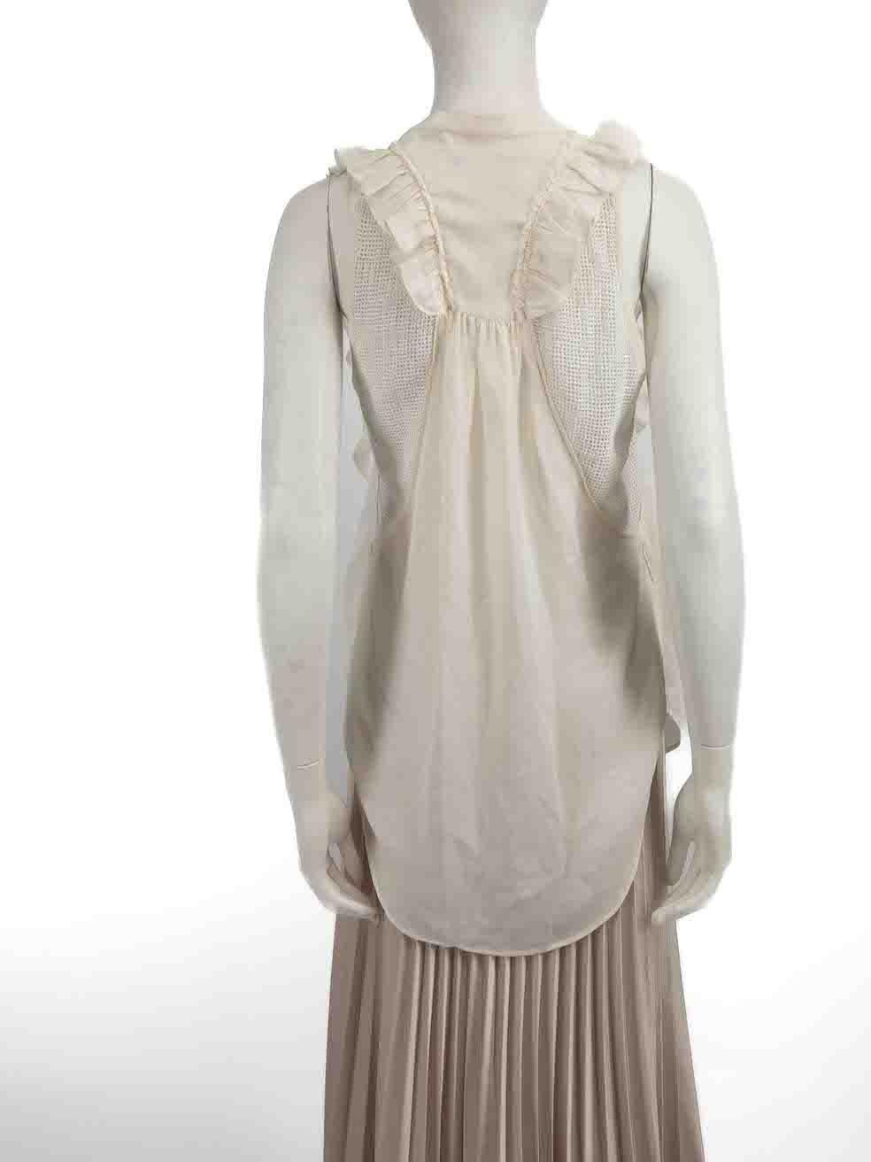 Isabel Marant White Sleeveless Mesh Ruffle Top Size S In Good Condition For Sale In London, GB
