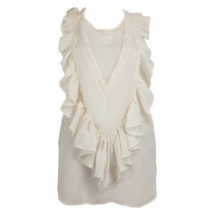 Isabel Marant White Sleeveless Mesh Ruffle Top Size S