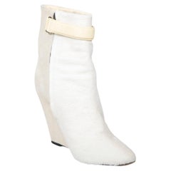 Isabel Marant White Suede & Pony Calfskin Boots Size IT 40