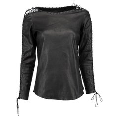 Isabel Marant Women's Black Genuine Leather Lace Up Top
