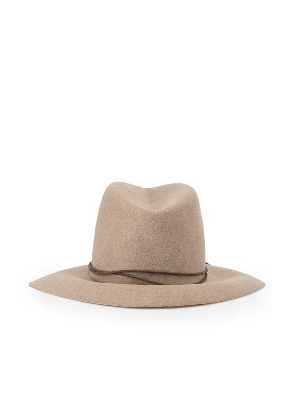 Isabel Marant Women's Brown Wool Felted Kinly Fedora Hat In Good Condition In London, GB