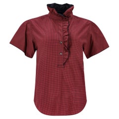 Isabel Marat Gingham Cotton Top With Ruffle Detail