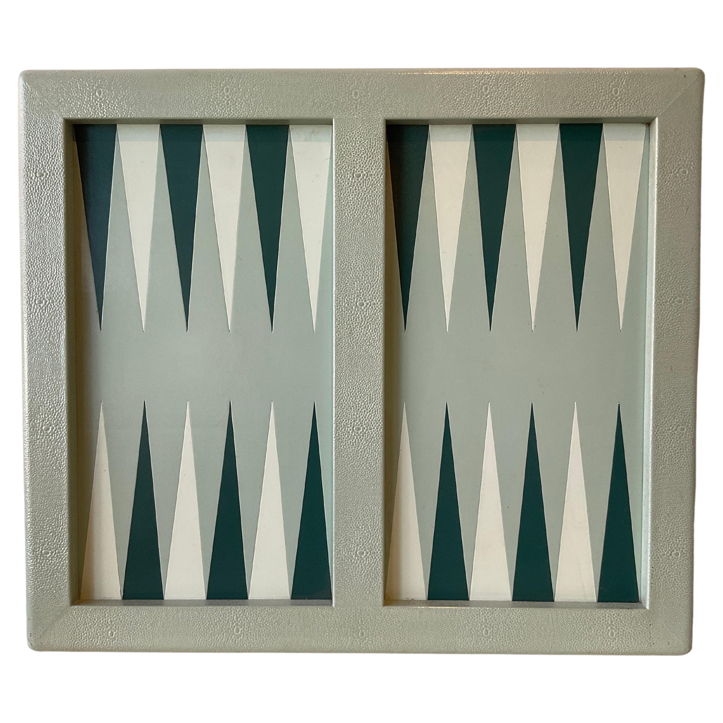 Isabel Mitchell  Green Leather Backgammon Board For Sale