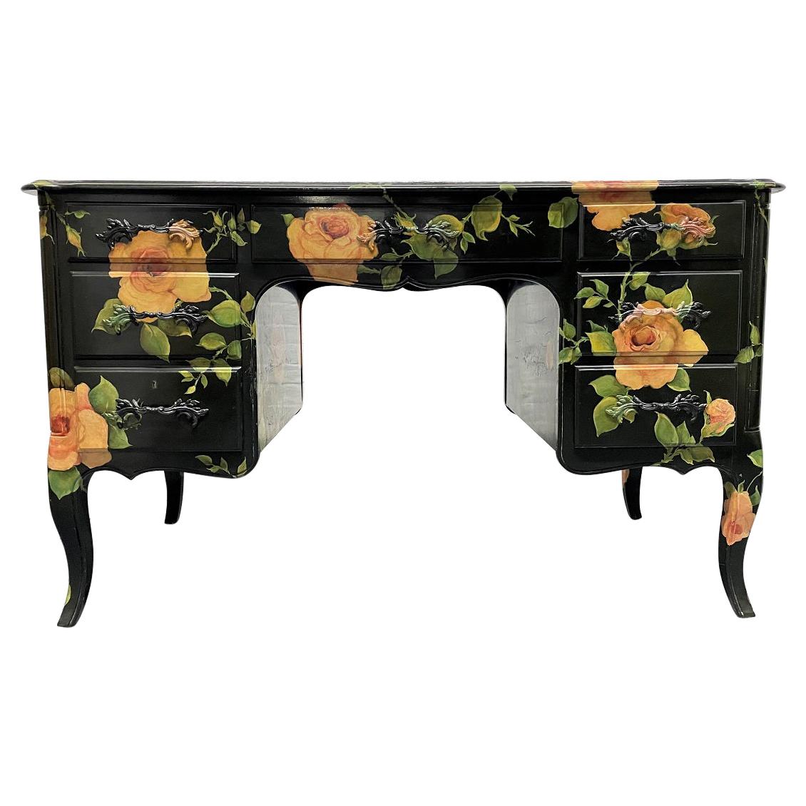 Isabel O'neil Attributed. Hand Painted Kneehole Desk For Sale