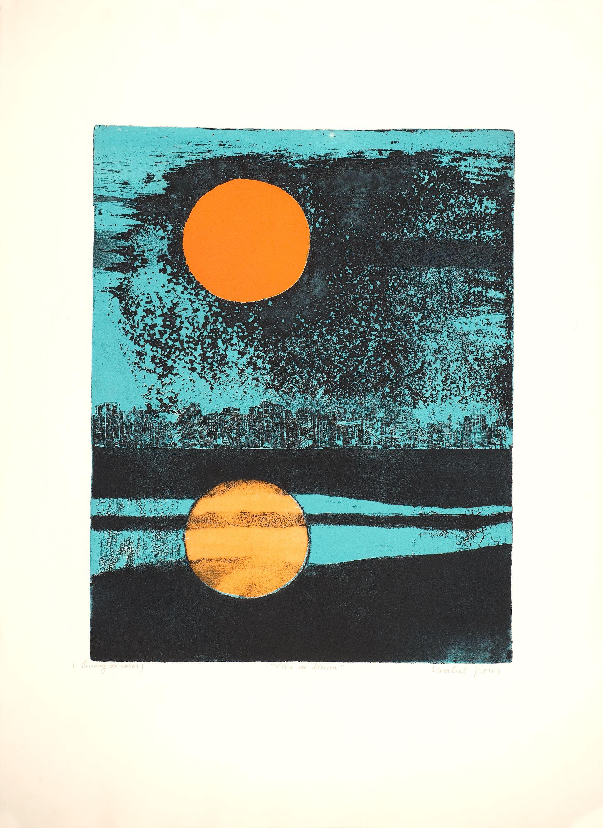 Isabel Pons Figurative Print – Spanischer Künstler signierter Original-Kunstdruck in limitierter Auflage, Siebdruck mit Siebdrucksgravur n5