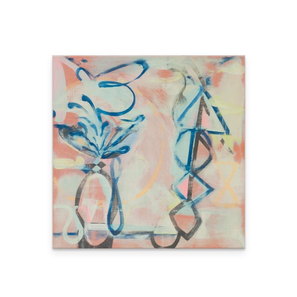 Tropic of Capricorn- Original Square Modern Painting on Panel - Beige Abstract Painting by Isabel Riley