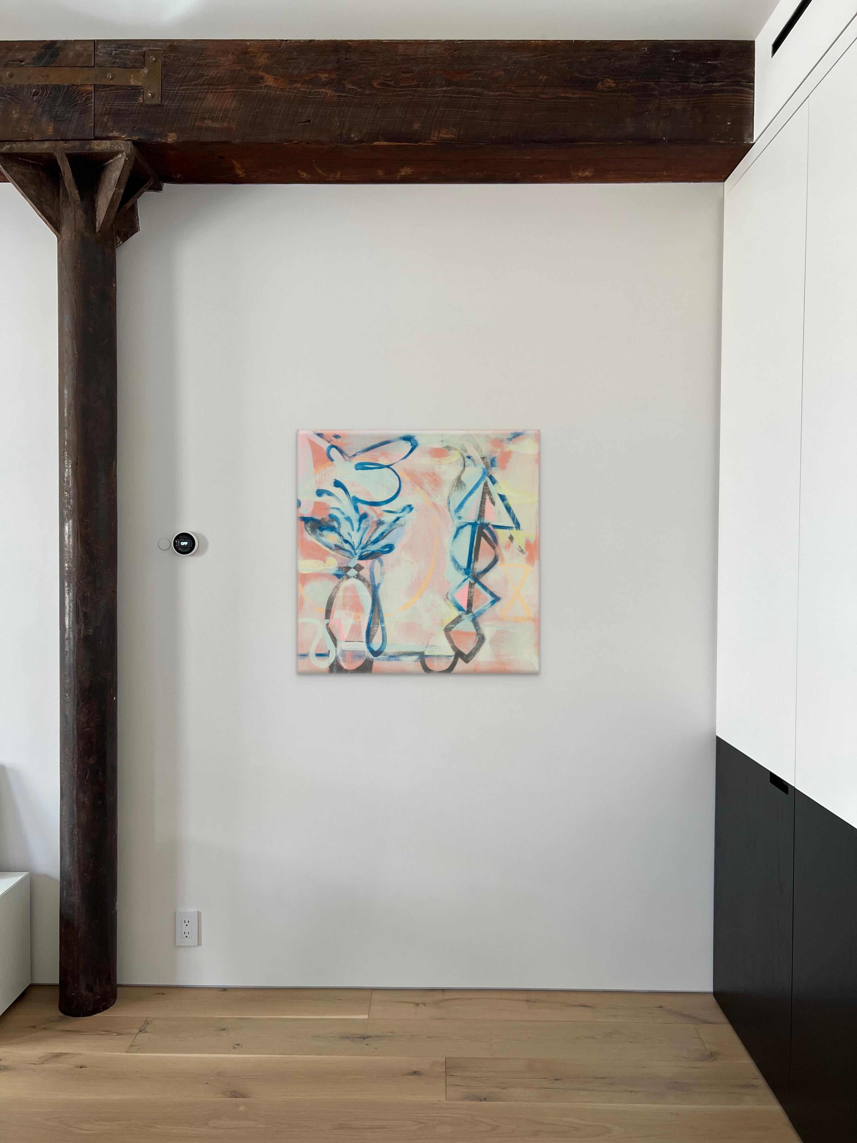 Medium Size Colorful Square Format artwork Painting on Panel. 

BIO
Isabel Riley is a contemporary American artist born in 1970 in a factory town in Pennsylvania. 
Her paintings and sculpture are influenced by her scenic work in the film industry