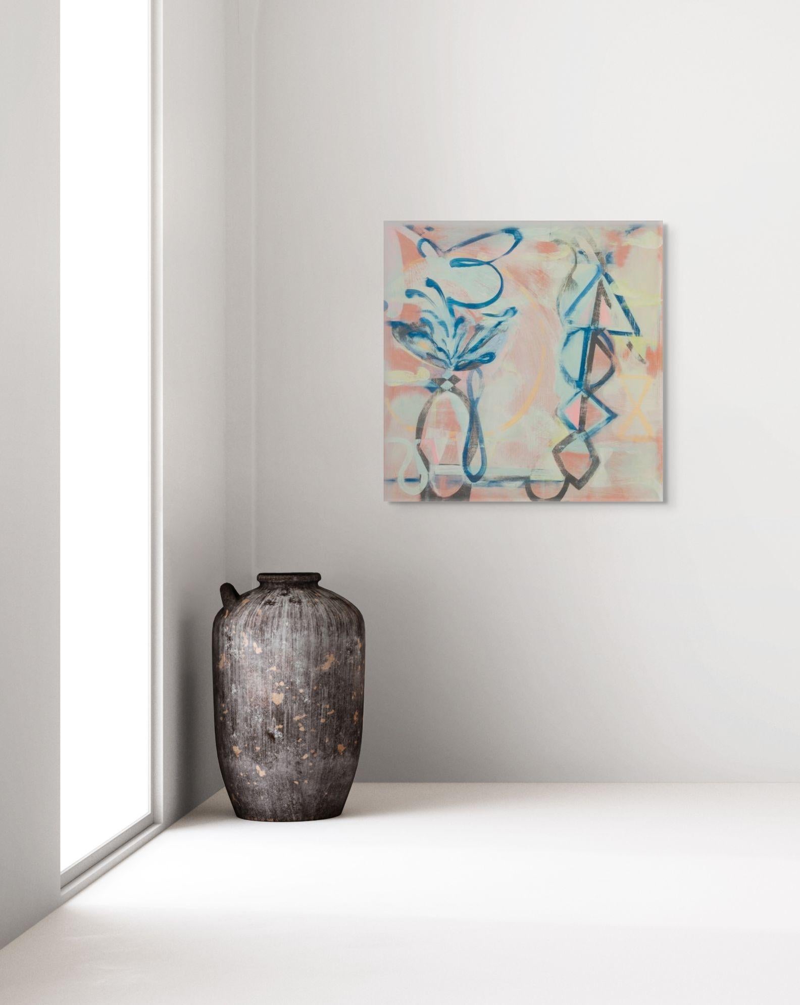 Tropic of Capricorn- Original Square Modern Painting on Panel For Sale 1