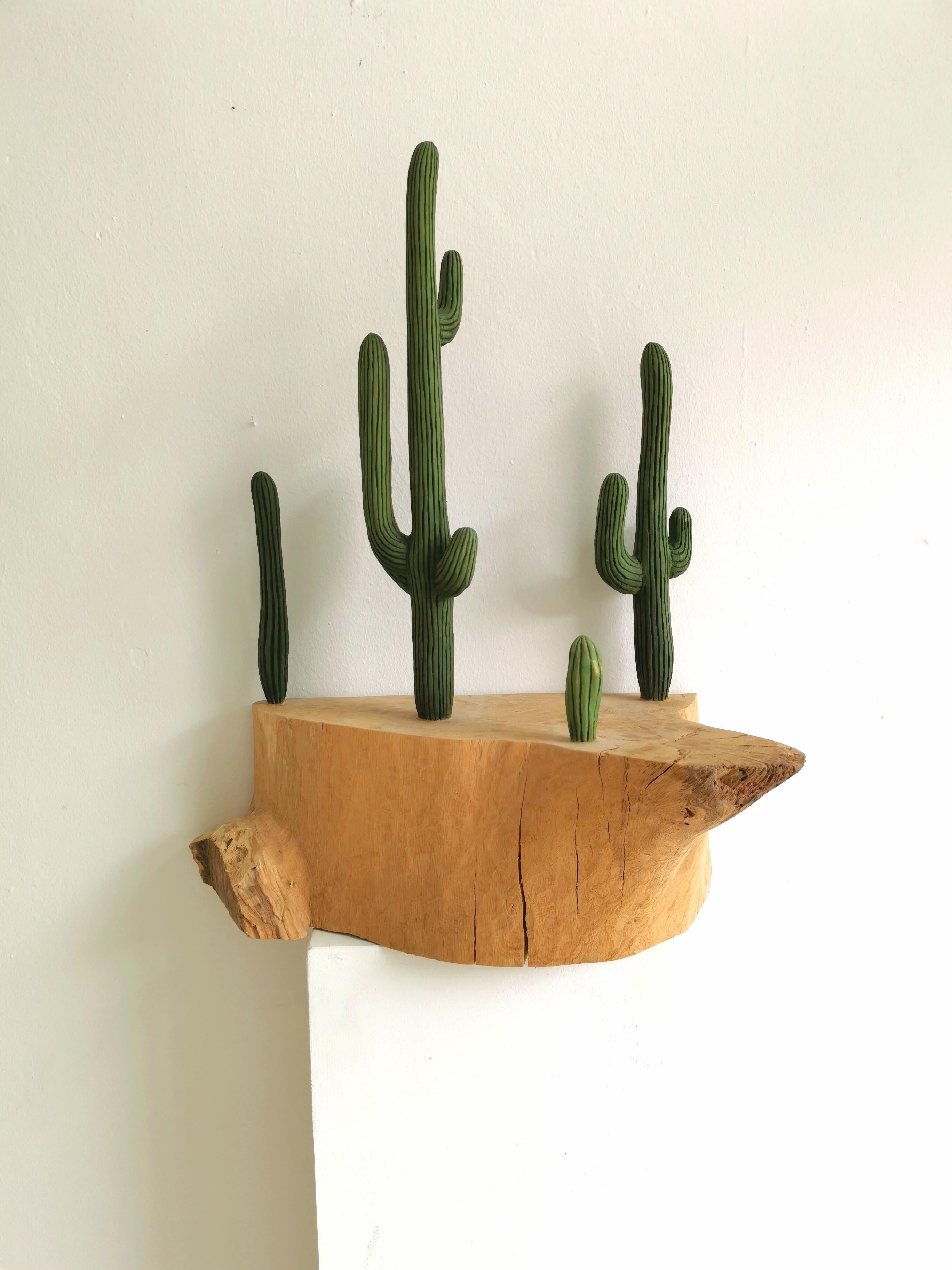 Close to Nature Cacti by Isabel Ritter - Contemporary wood carved sculpture For Sale 1