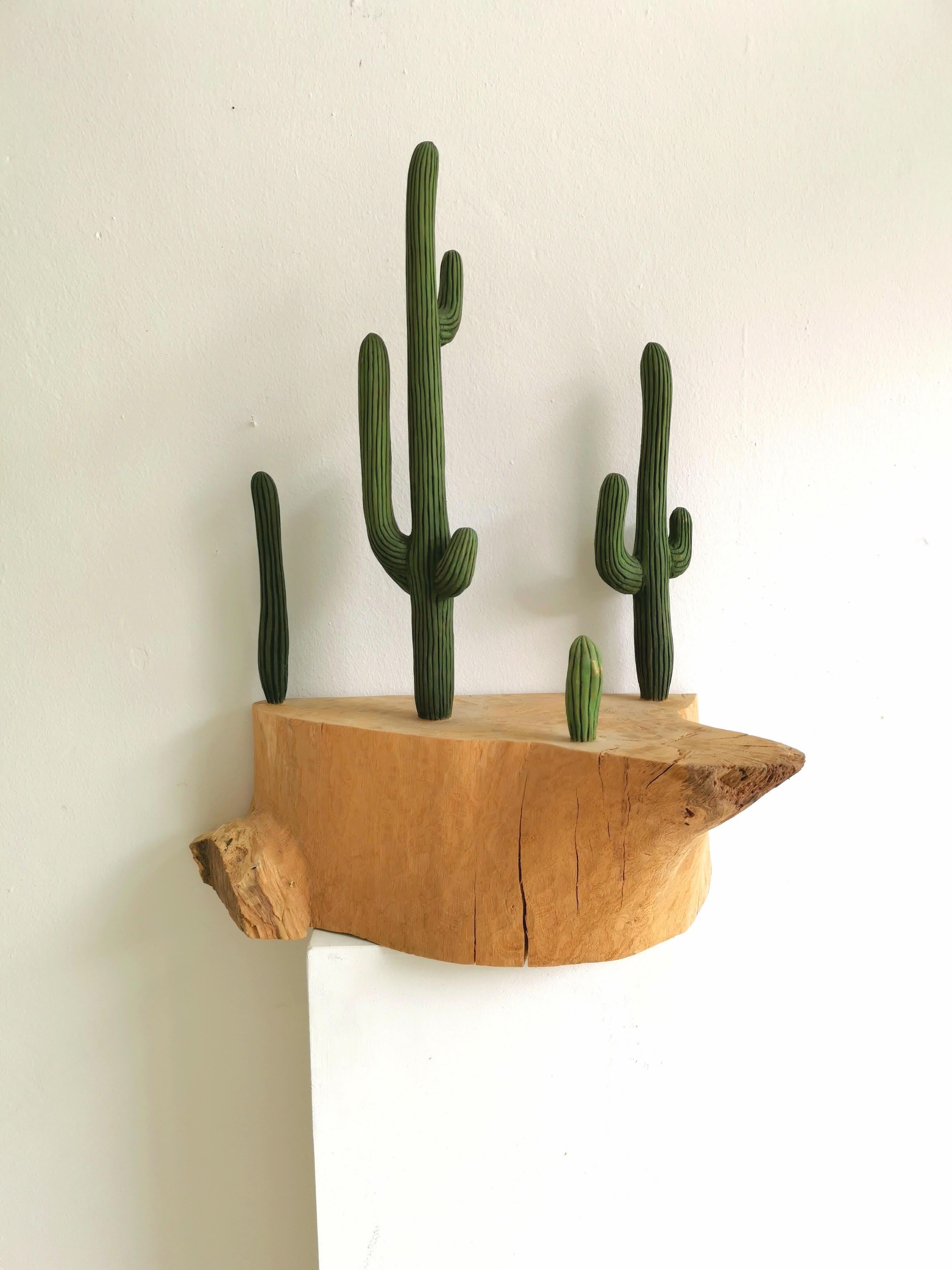 Close to Nature Cacti by Isabel Ritter - Contemporary wood carved sculpture For Sale 4