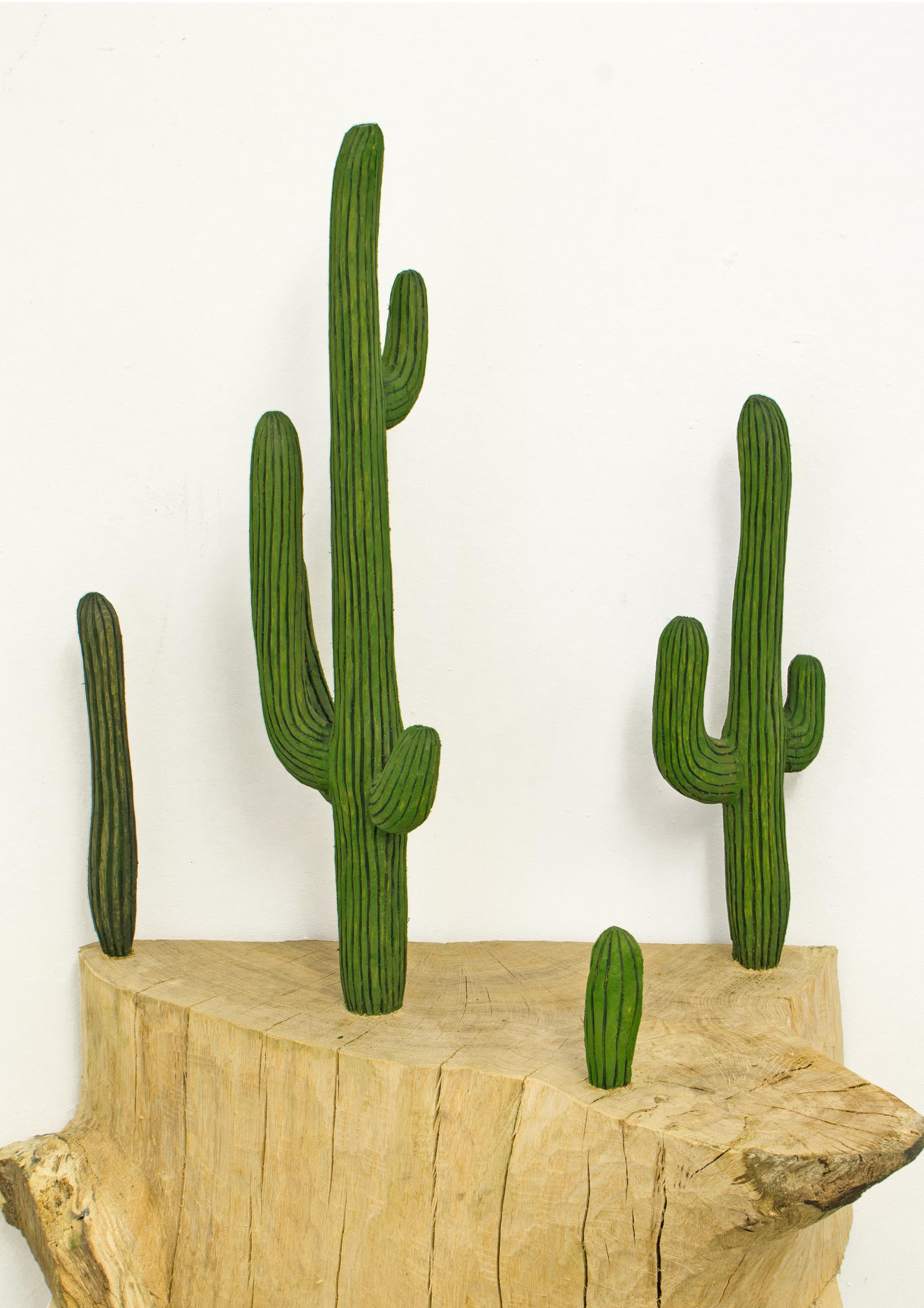 Close to Nature Cacti by Isabel Ritter - Contemporary wood carved sculpture 