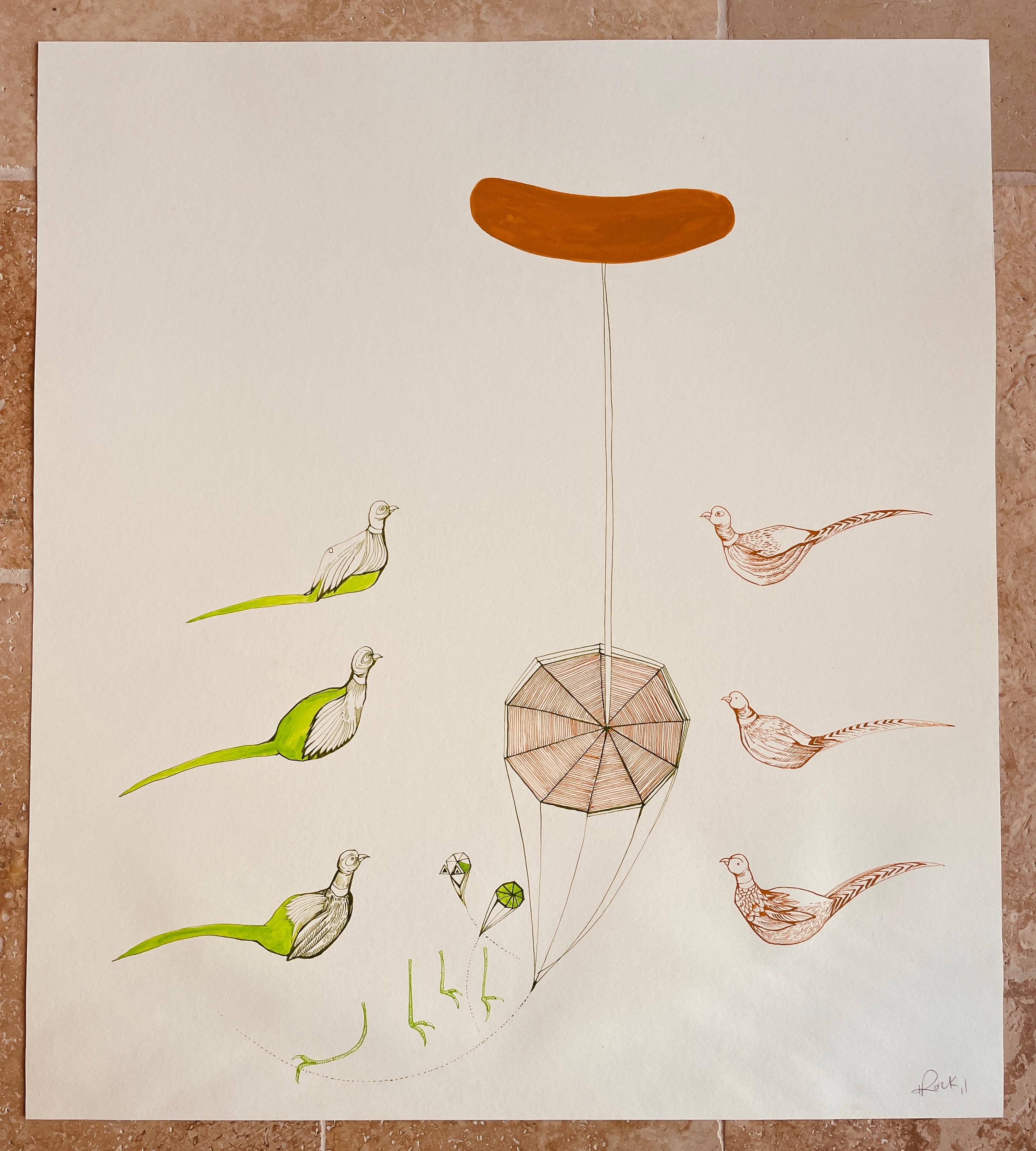 Animal Painting Surrealist Royal College of Art LGBTQ+ artist Birds Circle Life For Sale 4