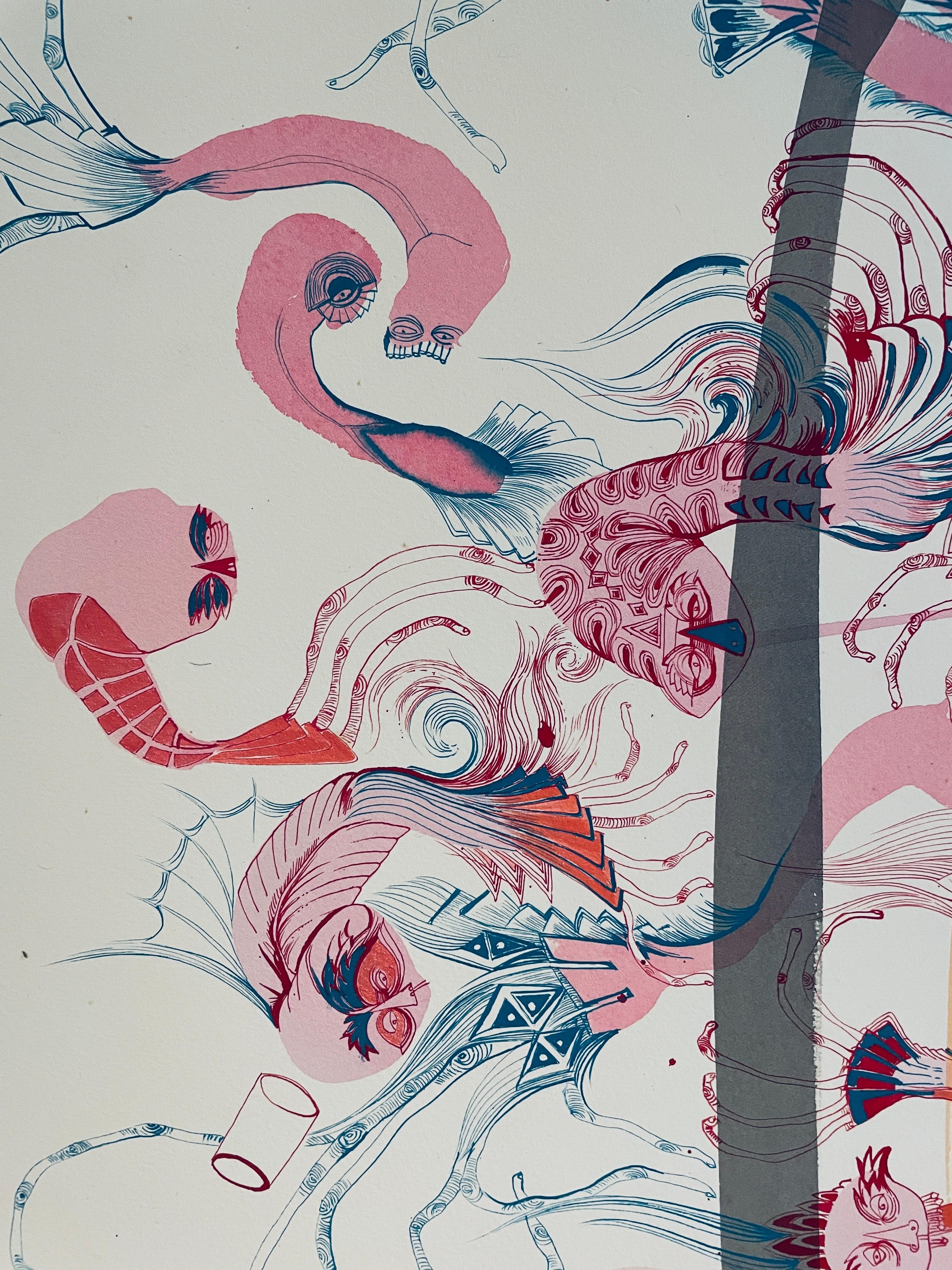 Animal Painting Surrealist Royal College of Art LGBTQ+ artist King Prawn Pink  For Sale 4