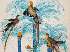 Surrealist Large Painting Royal College Art LGBTQ+ Female Blue Birds Paradise