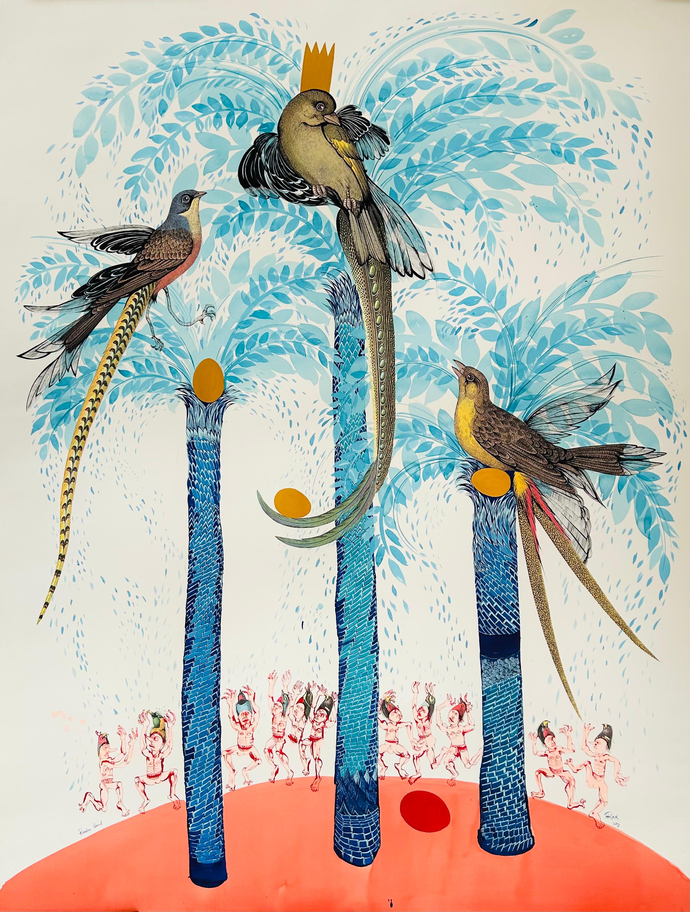  Surrealist Large Painting Royal College Art LGBTQ+ Female Blue Birds Paradise