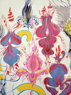 Surrealist Large Painting Royal College of Art LGBTQ+ Artist Cat Blue Flowers