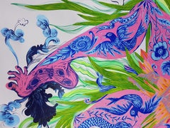 Surrealistisches großes Gemälde, großes Gemälde, Royal College of Art LGBTQ+, weibliche Künstlerin, blau-rosa