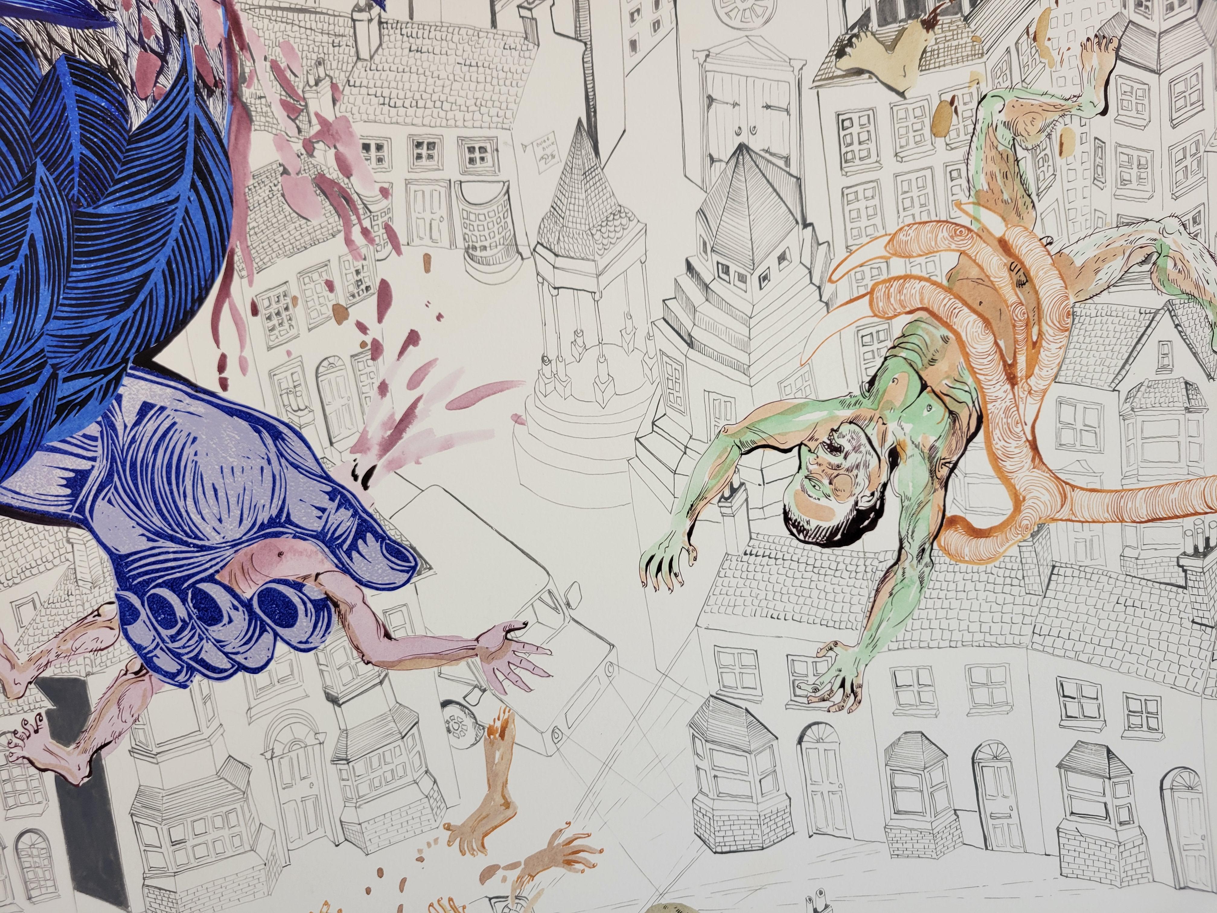 Surrealist Large Painting Royal College of Art LGBTQ+ Female Birds of Prey For Sale 7