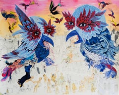 Pintura surrealista de gran formato Royal College of Art LGBTQ+ Aves de presa femeninas