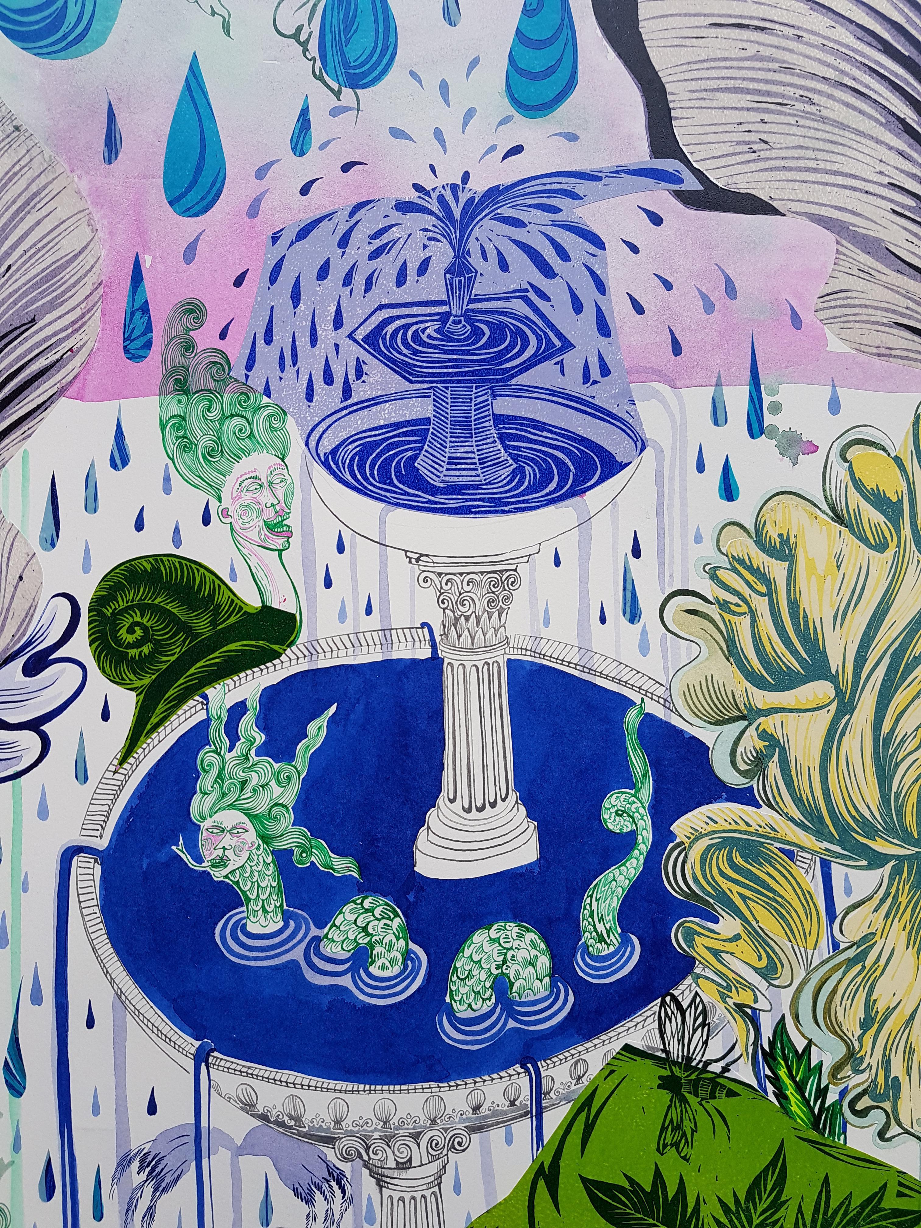 Surrealist Large Painting Royal College of Art LGBTQ+ Female Blue Green Water For Sale 9
