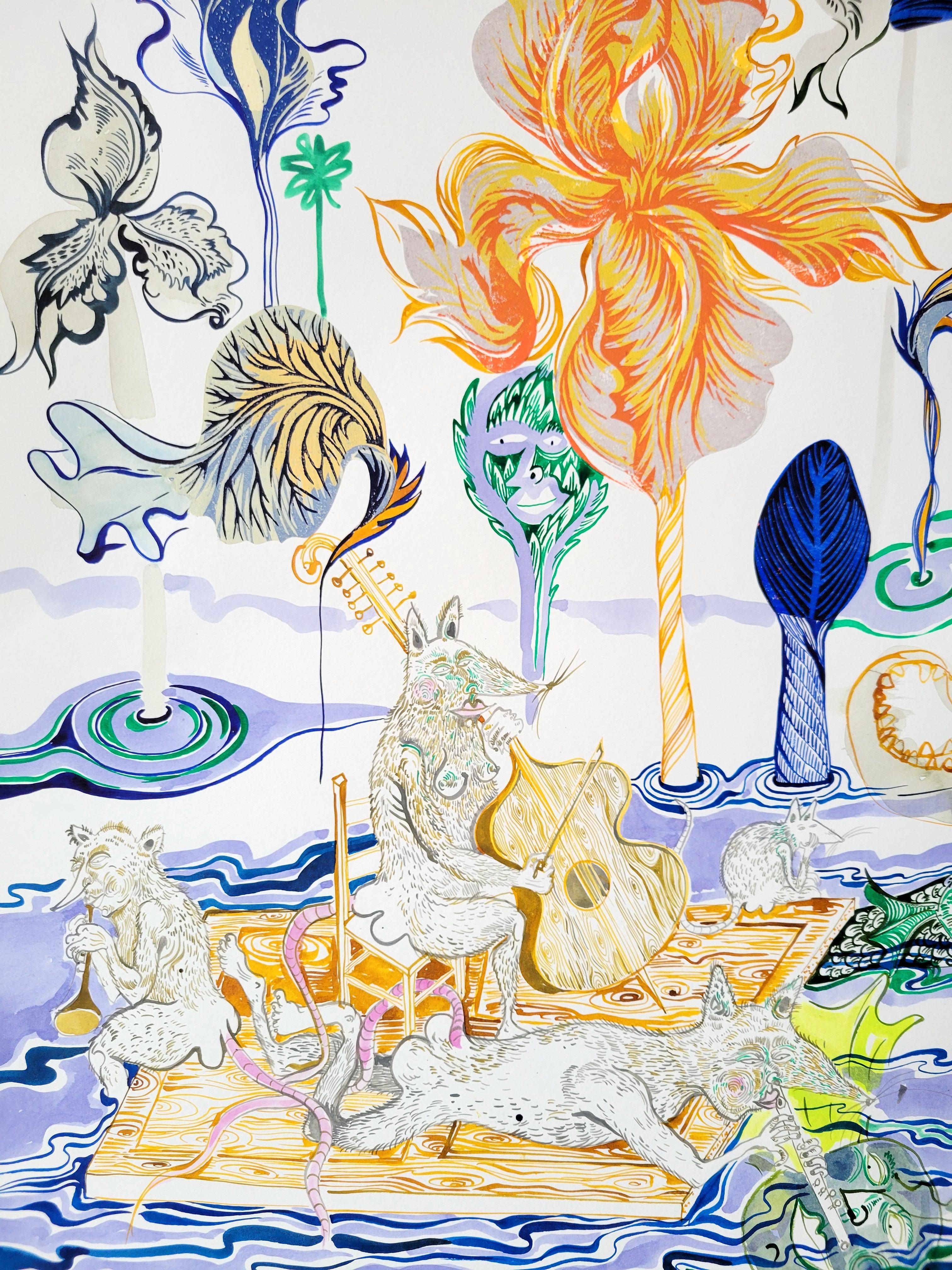 Pintura surrealista de gran formato Royal College of Art LGBTQ+ Femenino  Cocodrilo en venta 3