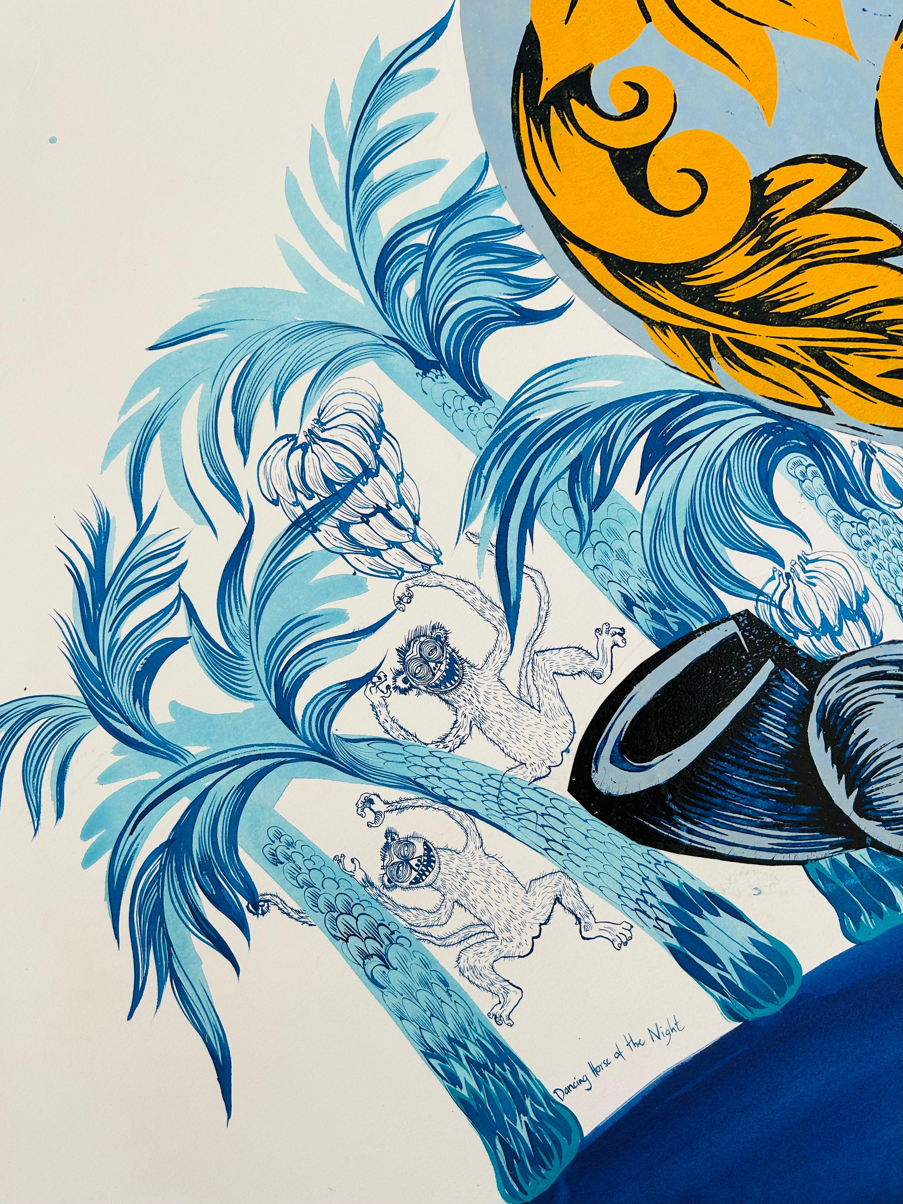  Surrealist Large Painting Royal College Art LGBTQ+ Artist Horse Blue Palm Trees 3
