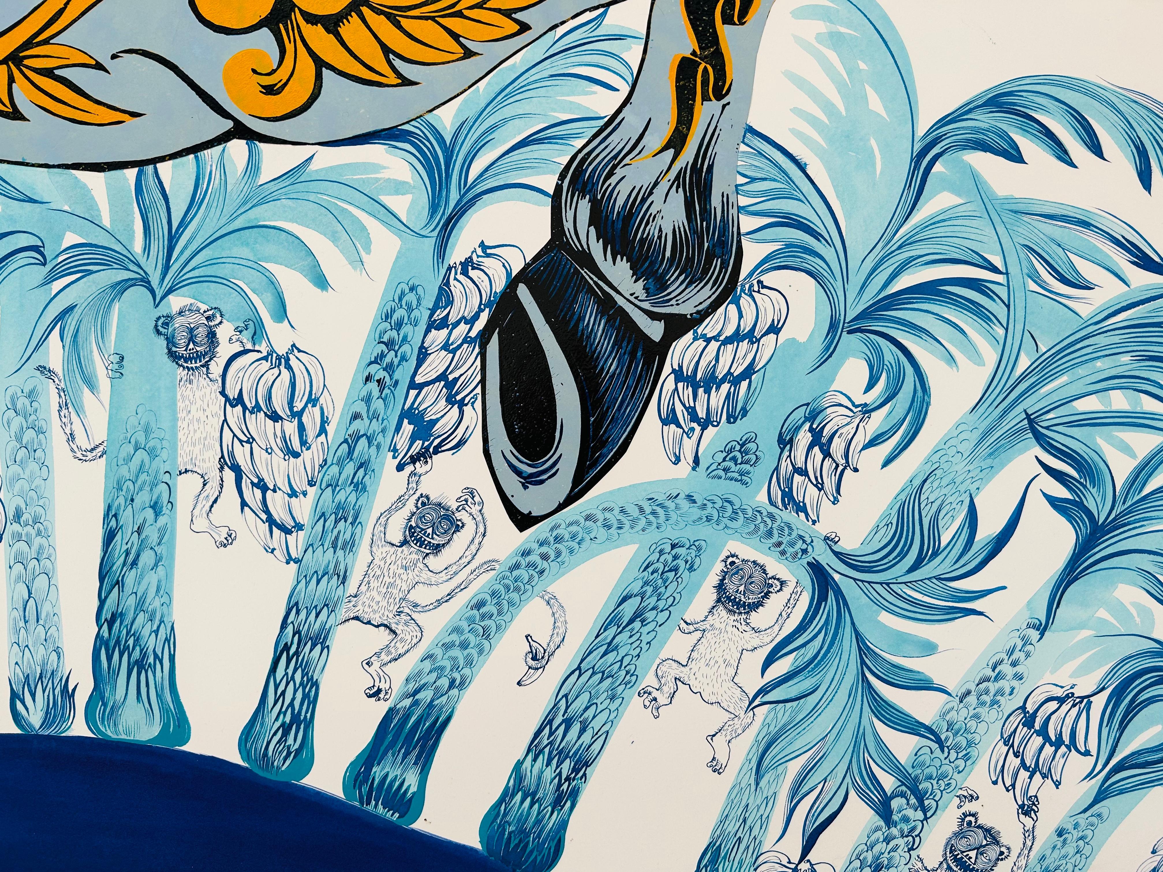  Surrealist Large Painting Royal College Art LGBTQ+ Artist Horse Blue Palm Trees 4