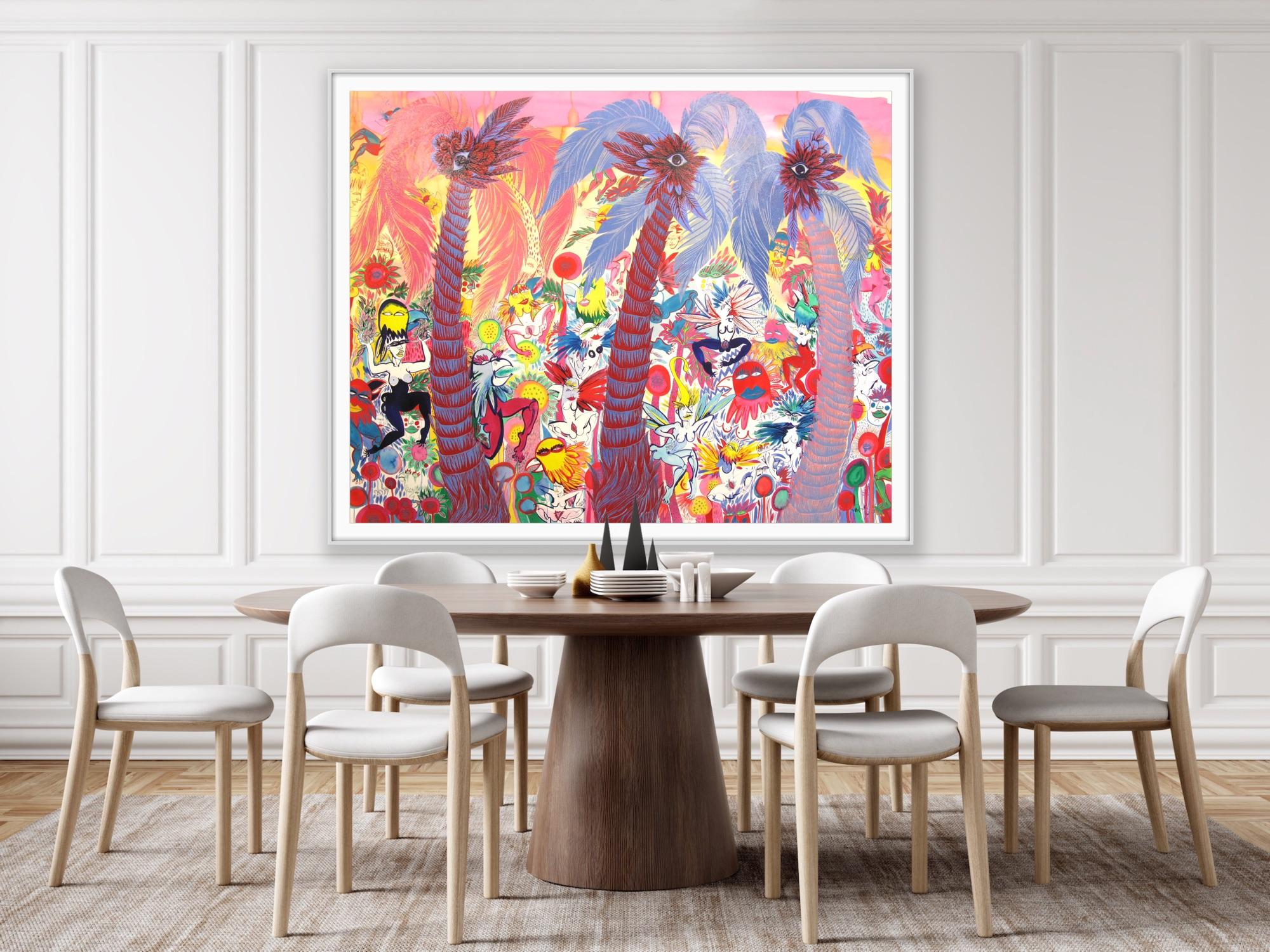 Surrealista Pintura grande Royal College of Art LGBTQ+ Femenino Mariquitas Árboles en venta 7