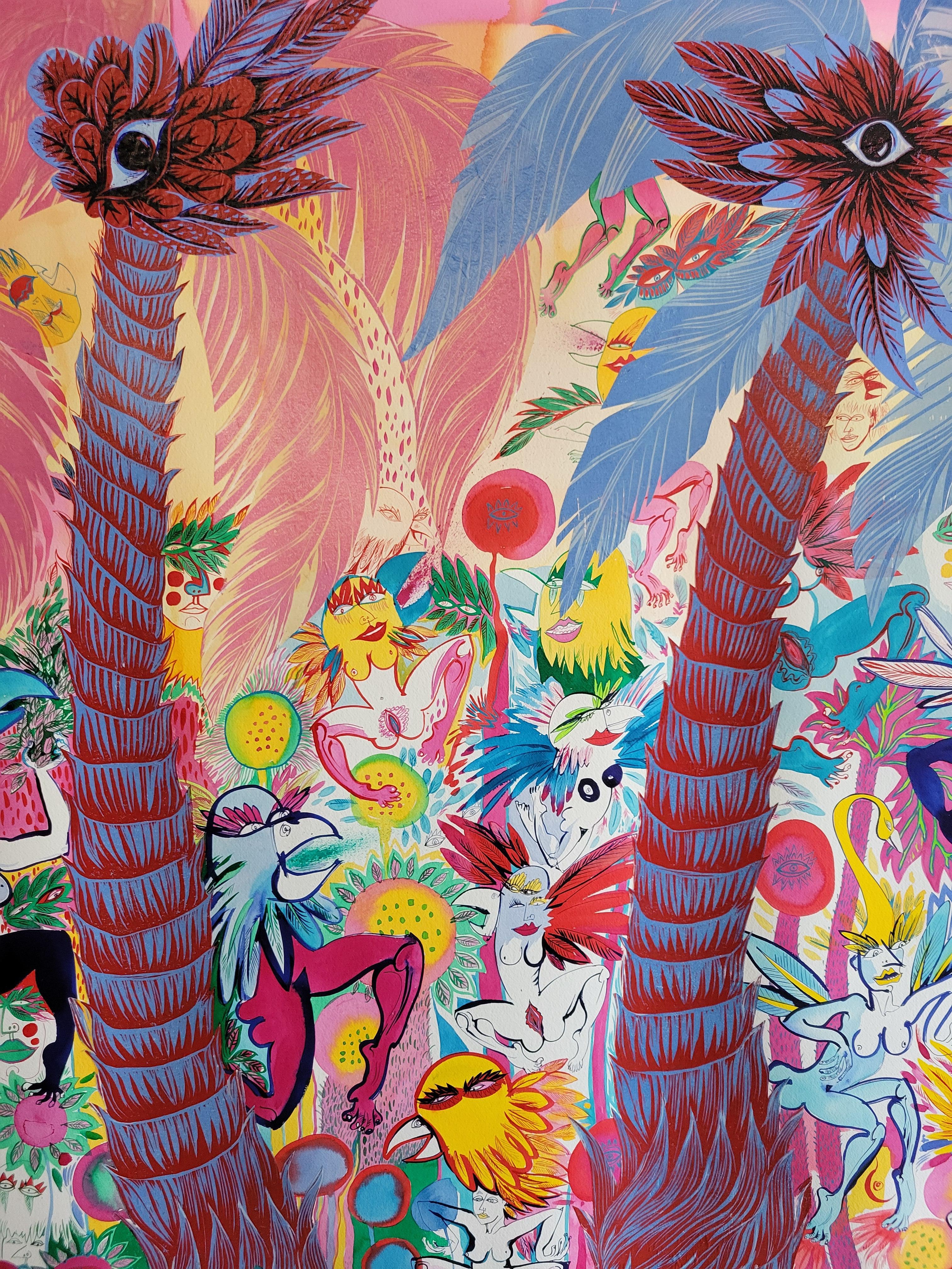 Surrealista Pintura grande Royal College of Art LGBTQ+ Femenino Mariquitas Árboles en venta 10