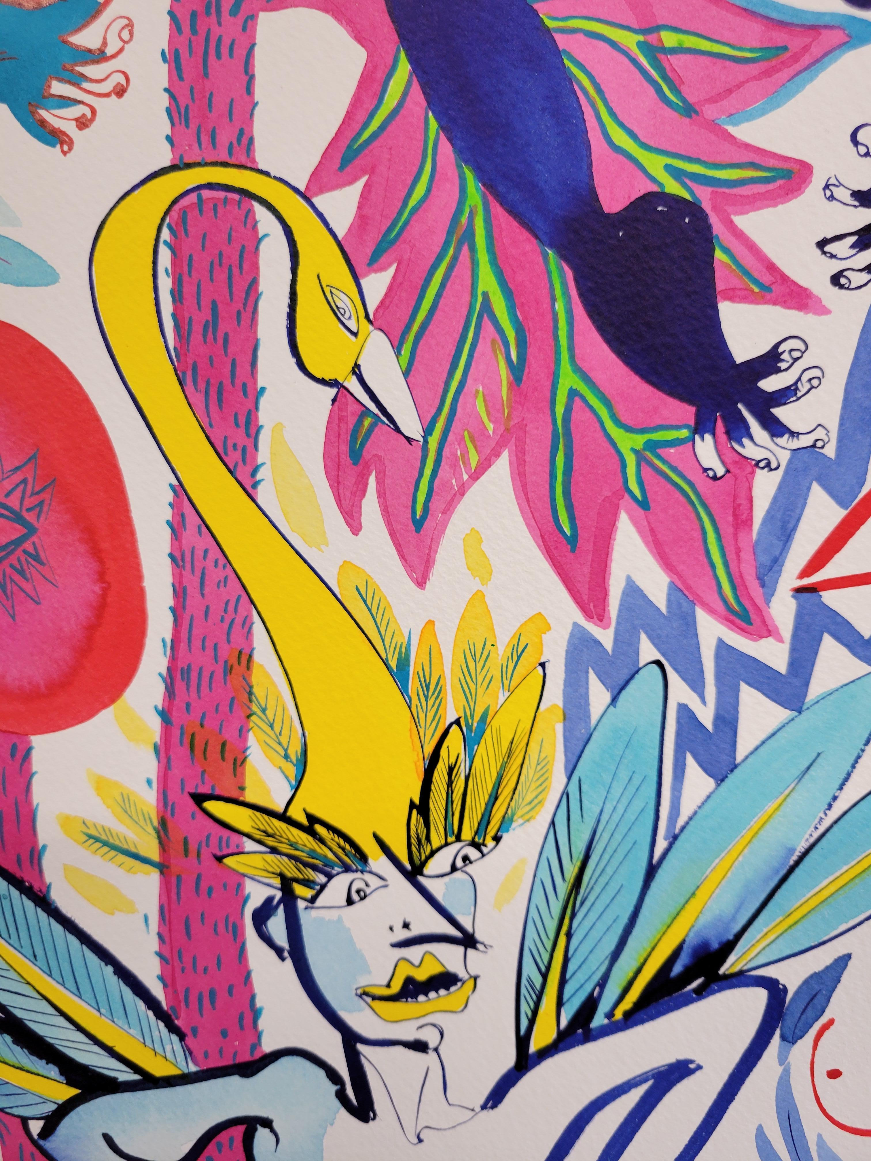 Surrealista Pintura grande Royal College of Art LGBTQ+ Femenino Mariquitas Árboles en venta 11
