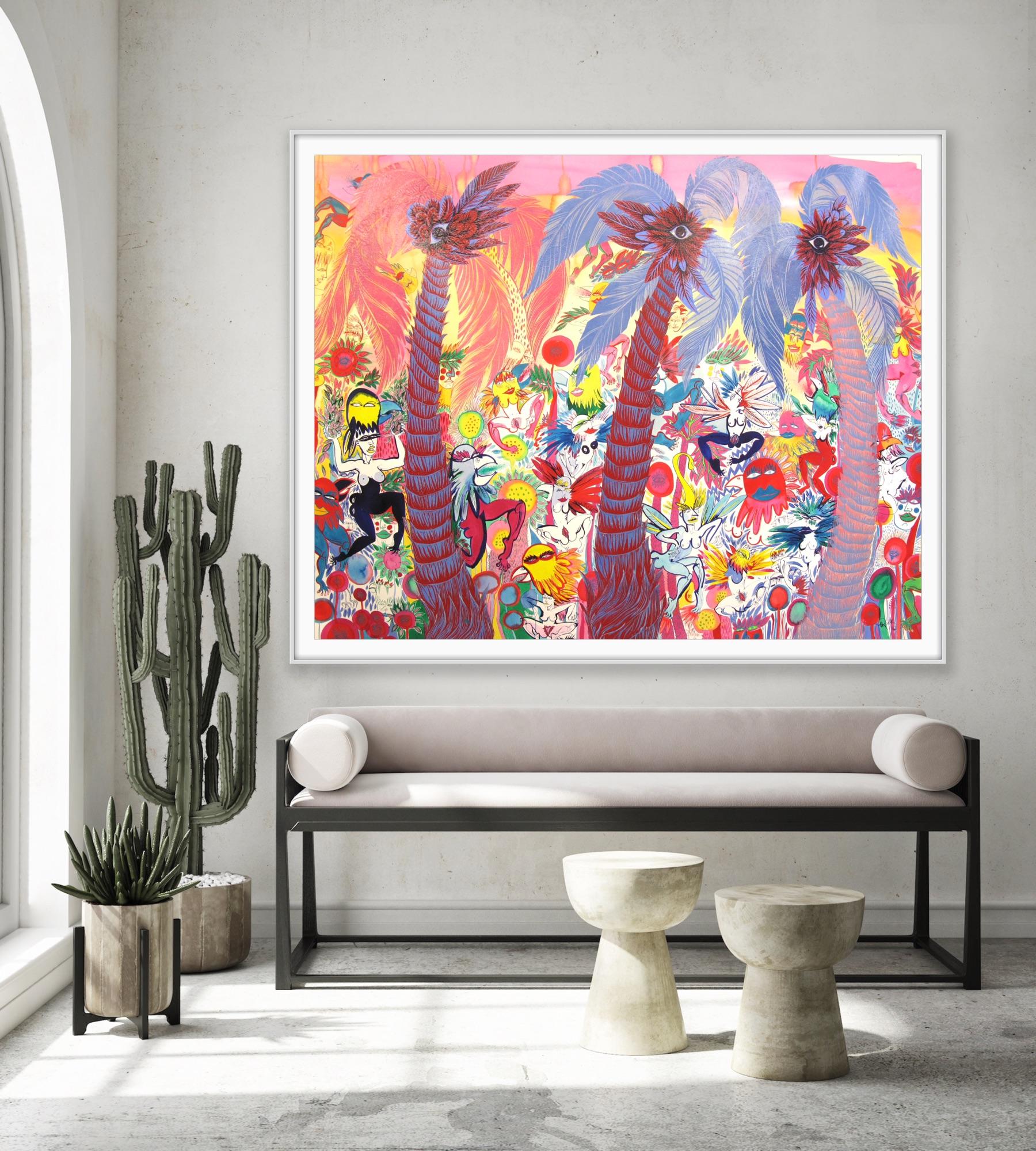 Surrealista Pintura grande Royal College of Art LGBTQ+ Femenino Mariquitas Árboles en venta 12