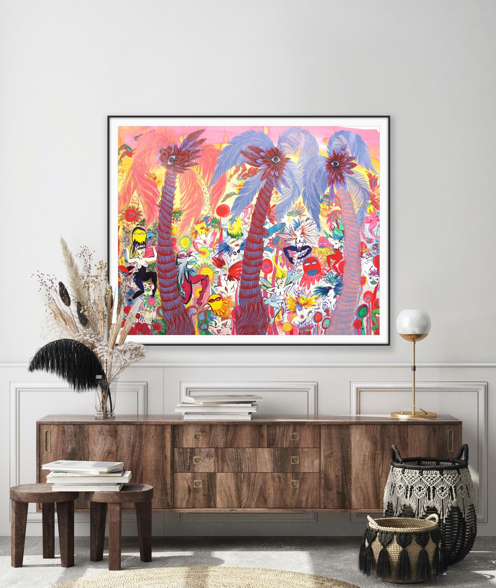 Surrealista Pintura grande Royal College of Art LGBTQ+ Femenino Mariquitas Árboles en venta 13