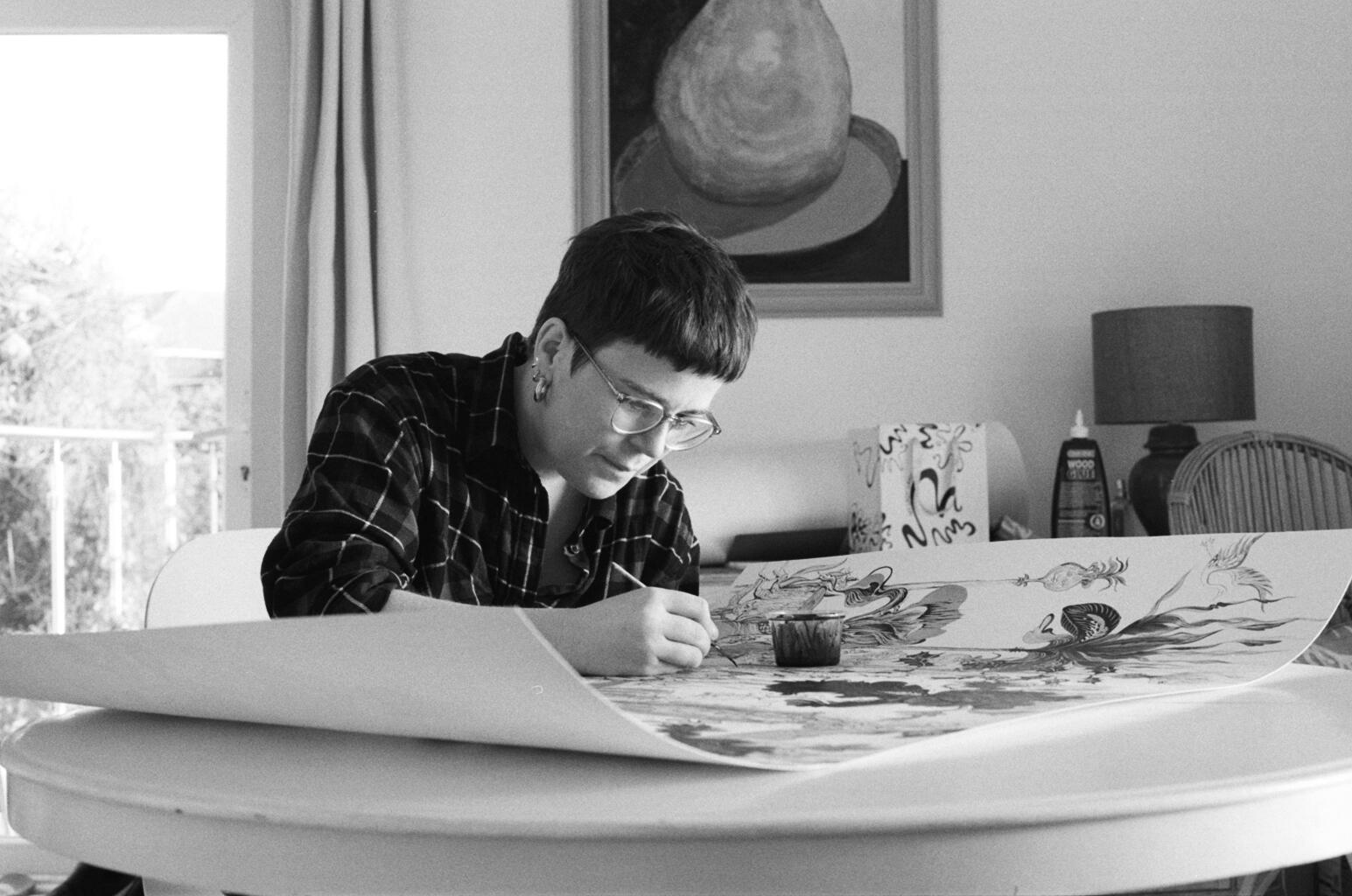 Surrealista Pintura grande Royal College of Art LGBTQ+ Femenino Mariquitas Árboles en venta 4